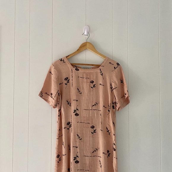 Vintage Dresses & Skirts - Vintage Linen Maxi Dress Peach Blush